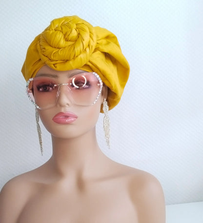 Yellow Pre-Tied Turban | Pretied Headwrap | Non Pretied Wrap | Chemo Headwraps | Women Turban Wraps | Hair Loss Cover | Alopecia Scarfs