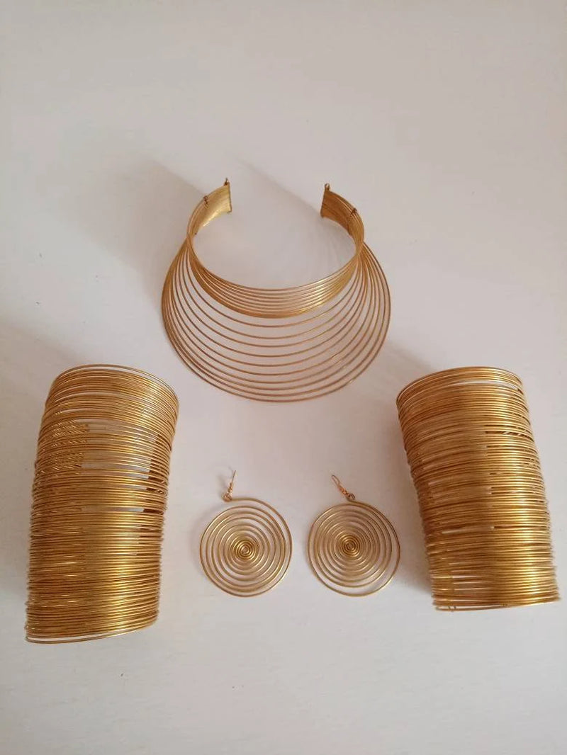 African Brass Necklace Set: Elegant Boho Jewelry - ON SALE!