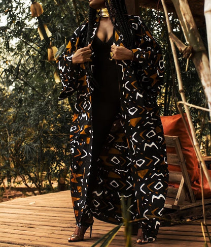 Long Ankara Bogolan Kimono