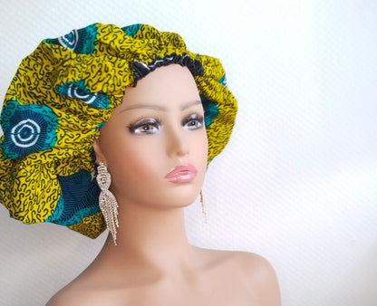 African Print Bonnets with Satin Lining | Sleeping Bonnets I Ankara Satin Lined Bonnets