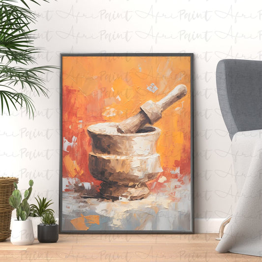 Abstract Pestle and Mortar Digital Printable Art| Kitchen Wall Art| African Kitchen Wall Art| Abstract Wall Art| Farmhouse Art-Decore|