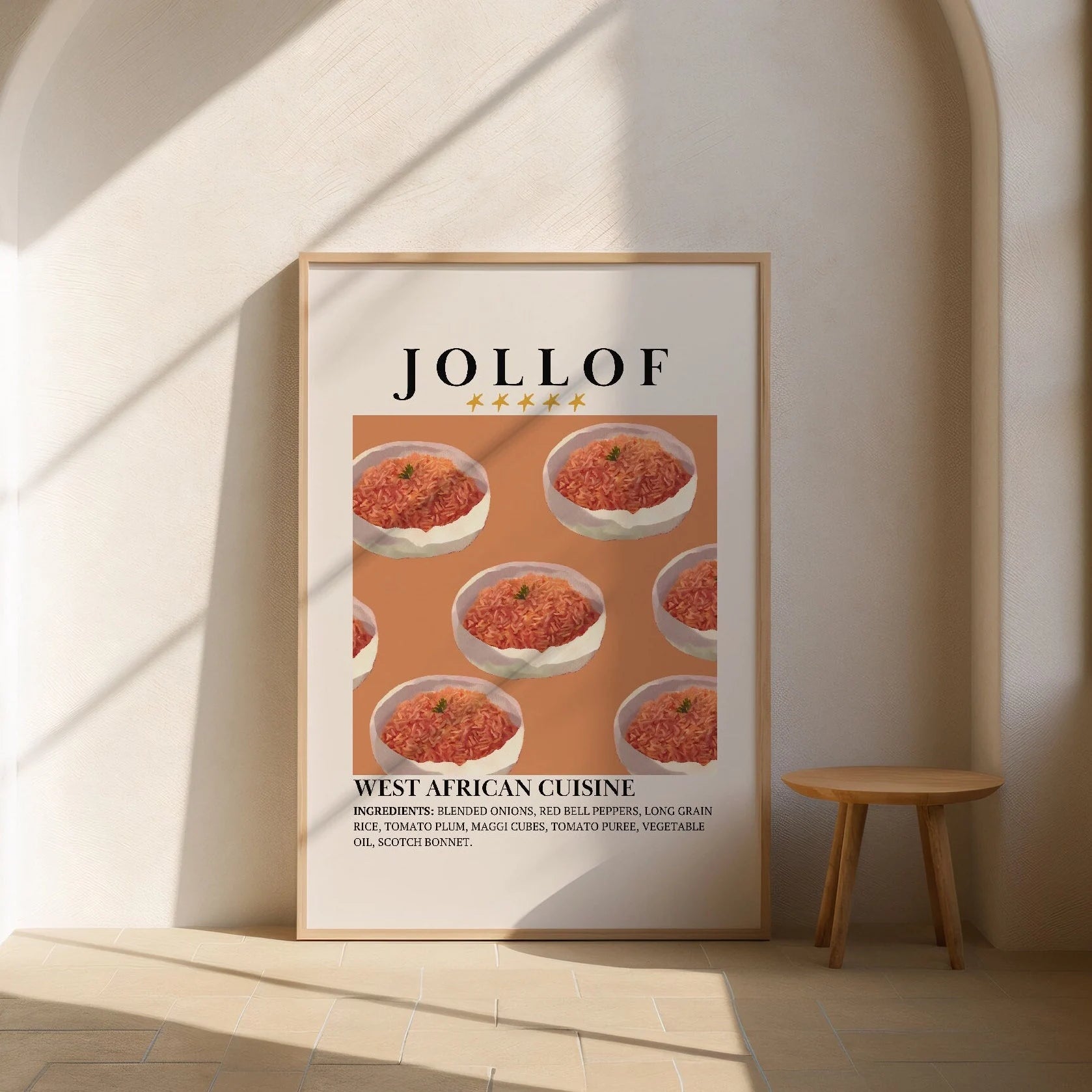 Jollof Rice Poster Wall Art - West African Print - Minimalist Nigerian Food Wall Decor - Digital Diaspora Poster Illustration - Retro Art