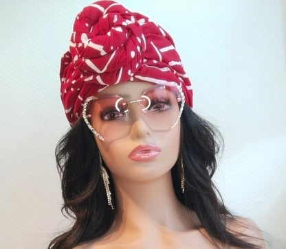 Red Pre-Tied Headwrap | Turban | Satin Lined | Handmade Pretied Headwrap | Stay in Place Scarf | Women Turban Hat | Beautiful Head Wrap