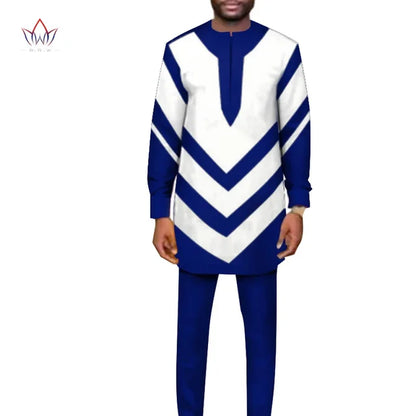 African Clothing Set for Men Full Sleeve Shirt with Trousers African Style Dashiki Clothes Ankara Suit Street Wear WYN1183