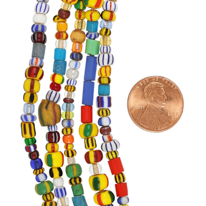 23 Inch Strand 3.4-5.6 Mm Mixed Colored Chevron African Glass Beads (GAF100127)