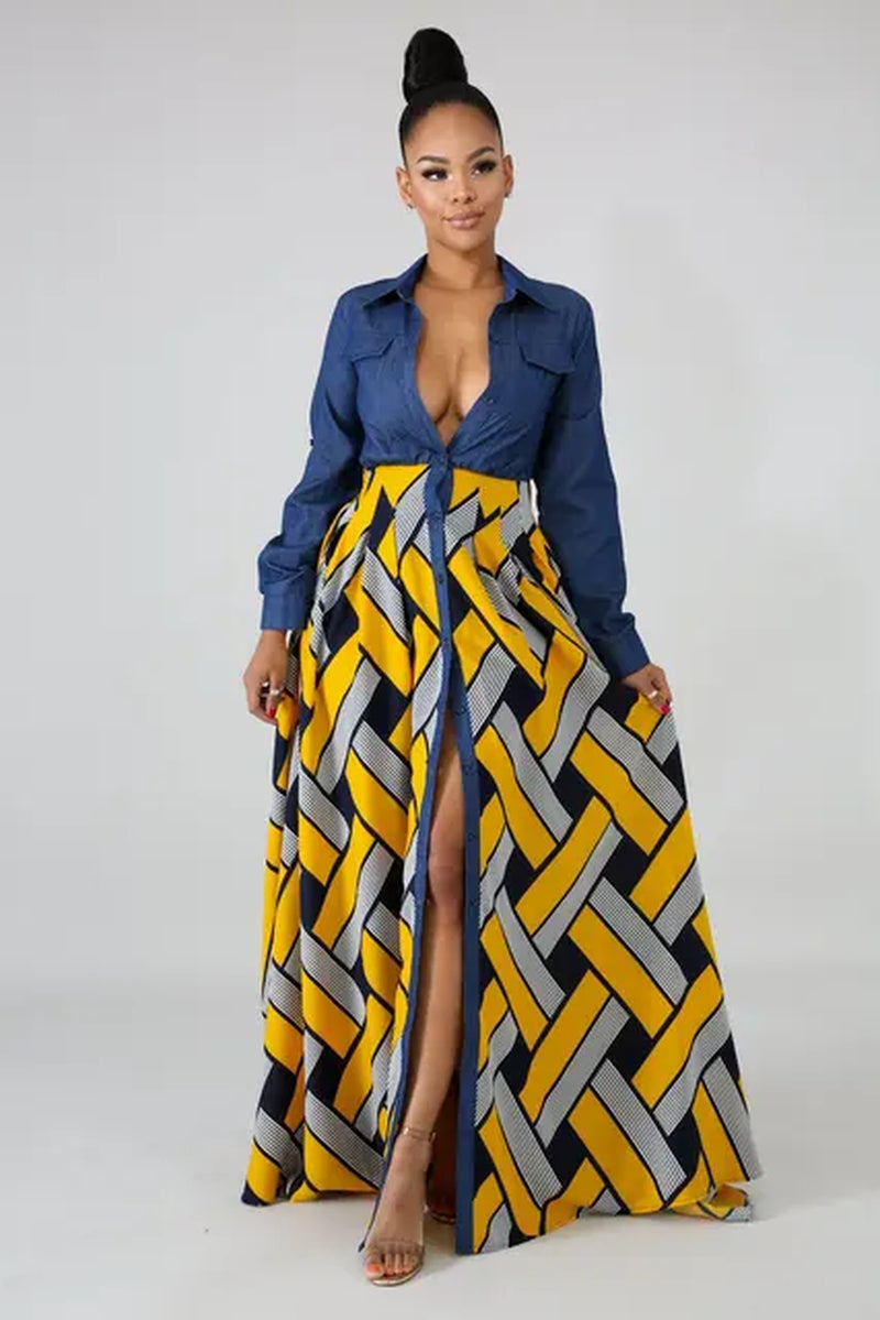 African Dresses for Women 2021 Spring Fashion African Women Printing Long Dress African Clothes