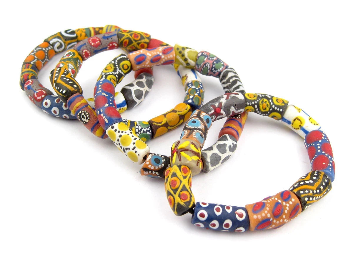 Fancy African Designer Bracelet - African Glass Beads - Jewelry Making Supplies - Made in Ghana + (DSGN-BRAC-118)