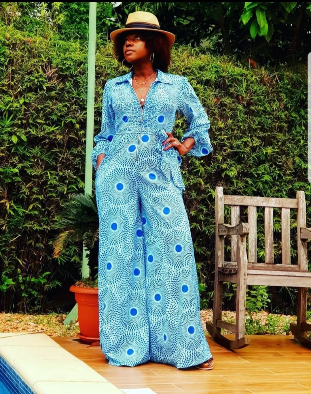 African Wax Print Silk Jumpsuit