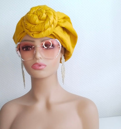 Yellow Pre-Tied Turban | Pretied Headwrap | Non Pretied Wrap | Chemo Headwraps | Women Turban Wraps | Hair Loss Cover | Alopecia Scarfs