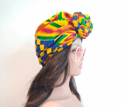 African Print Headwrap, Satin Lined Headwrap, Lightweight, African Print Turban, Hair Protective Style Head Covering, Gift for Her