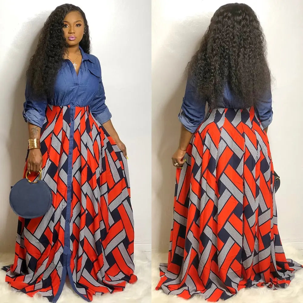 African Dresses for Women 2021 Spring Fashion African Women Printing Long Dress African Clothes