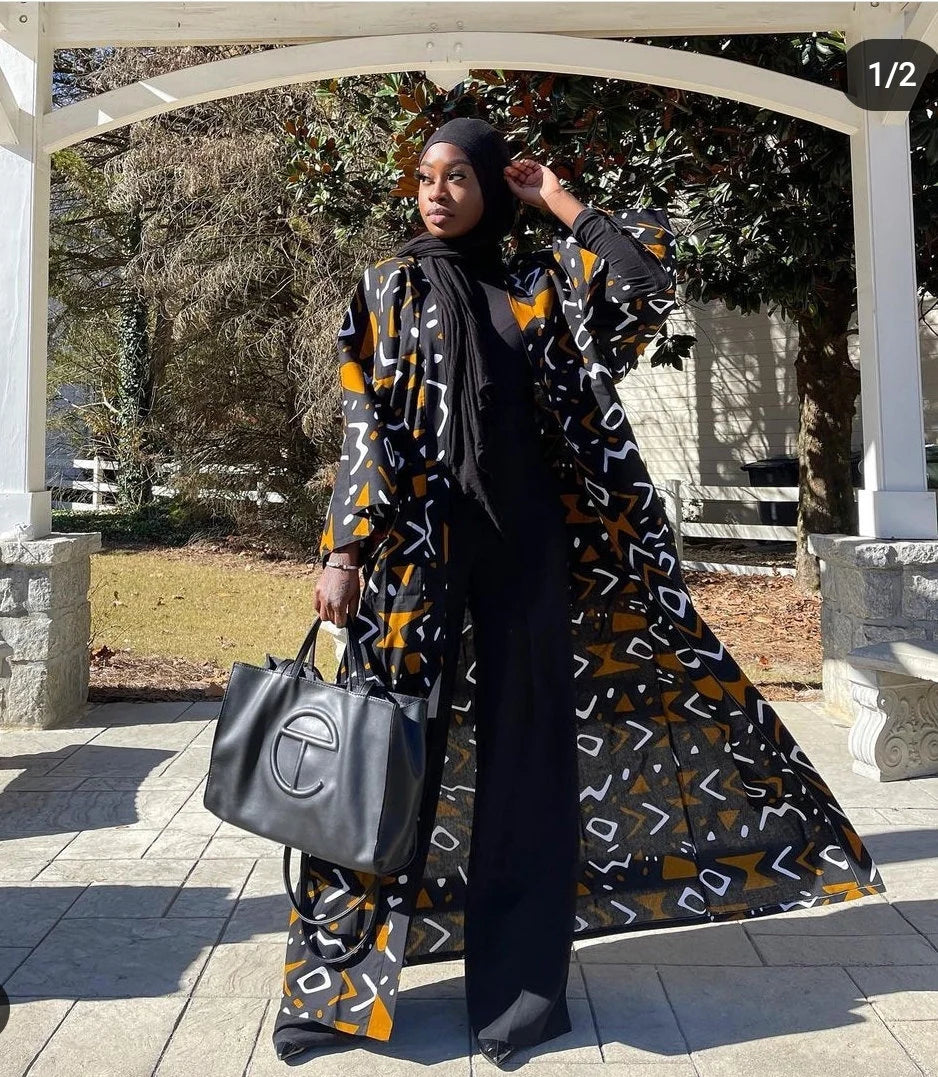 Long Ankara Bogolan Kimono