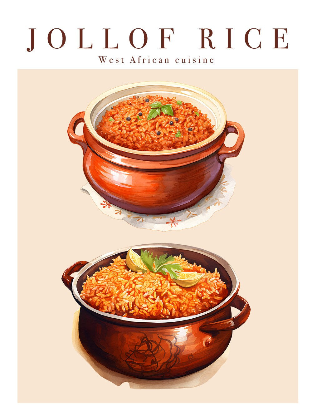 Jollof Rice Poster | World Jollof Rice Day | Digital Food Art Print | Printable Kitchen Poster | African Food Poster | Exotic Food Art