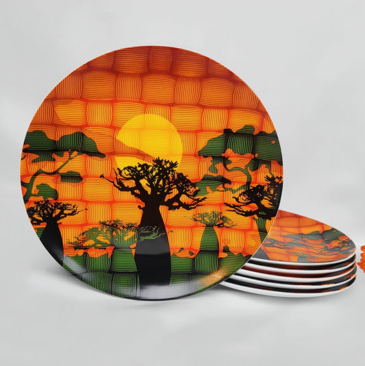 6 African Art Ceramic Plates for Dining & Home Decor, (SET of 6 Plates), Gift Ideas, Nigerian Wedding, African Dinnerware, Mother'S Day