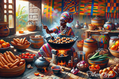 African Women in Kitchen Printable Wall Art, Afrocentric Black Women Tribal Art, African Food Prints, Contemporary African Artwork, Digital