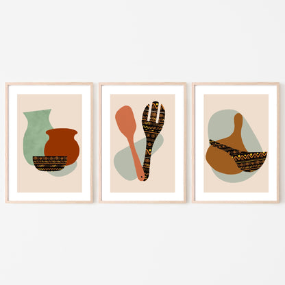 Kitchen Wall Art Set of 3 Dining Digital Print Downloadable Wall Art