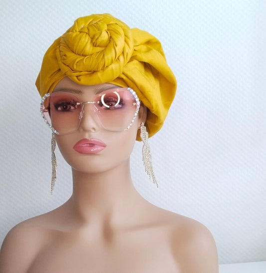 Yellow Pre-Tied Turban | Pretied Headwrap | Non Pretied Wrap | Chemo Headwraps | Women Turban Wraps | Hair Loss Cover | Alopecia Scarfs