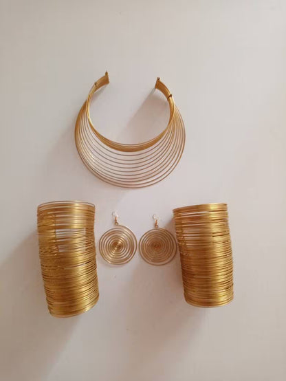 African Brass Necklace Set: Elegant Boho Jewelry - ON SALE!