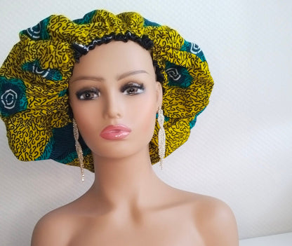 African Print Bonnets with Satin Lining | Sleeping Bonnets I Ankara Satin Lined Bonnets