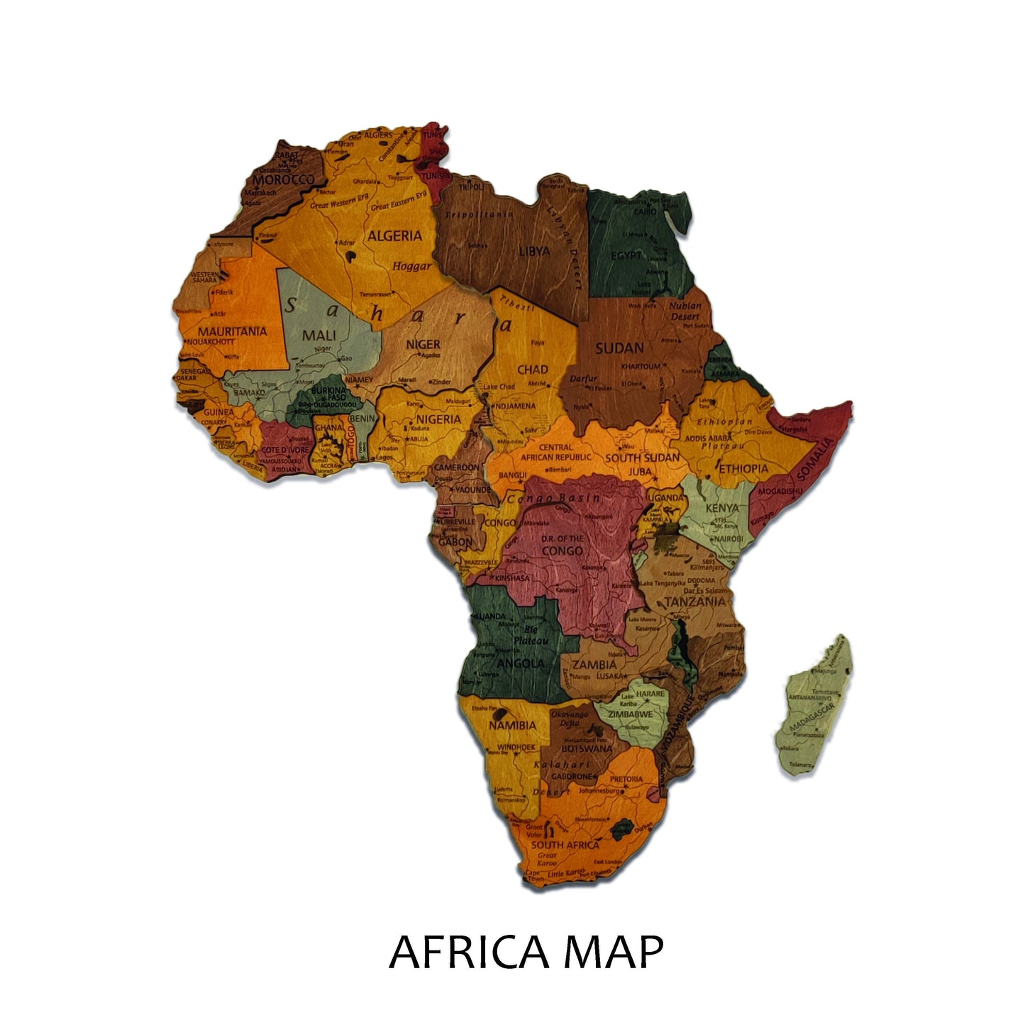 Wooden Africa Map, Home Decor, 3D Wood Africa Map, Detailed Africa Map for Wall, 3D Africa Wall Art, Office Decor, Gift for Girlfriend,