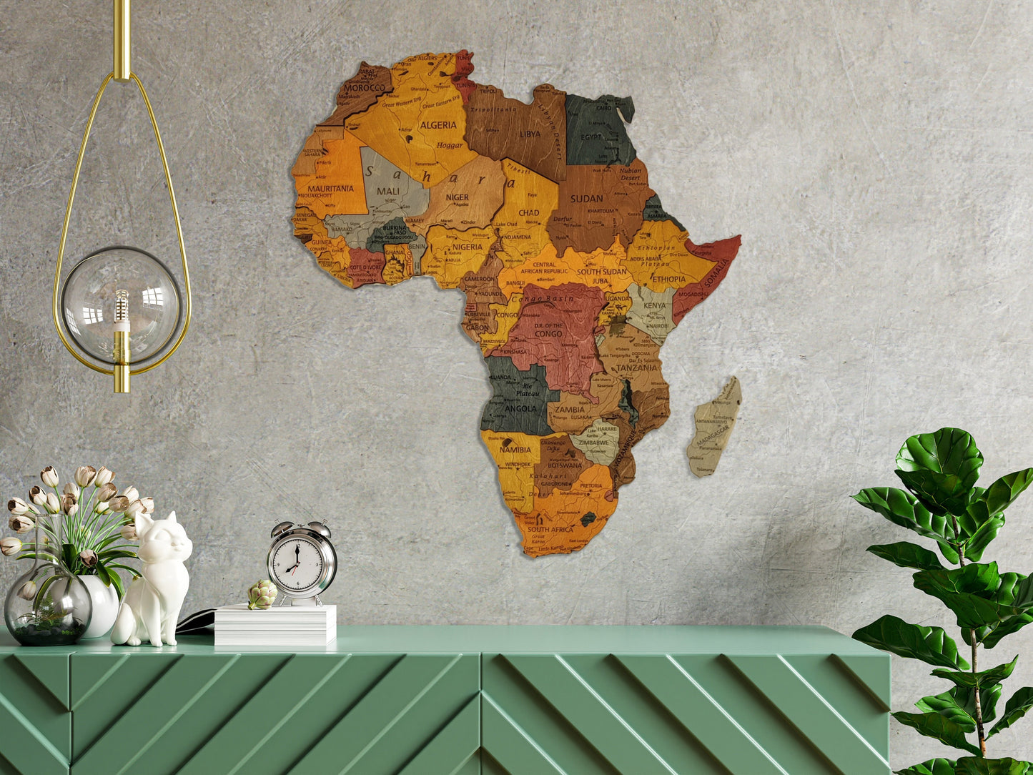 Wooden Africa Map, Home Decor, 3D Wood Africa Map, Detailed Africa Map for Wall, 3D Africa Wall Art, Office Decor, Gift for Girlfriend,