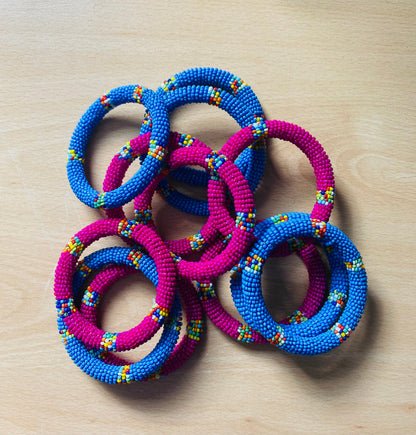 African Maasai Beaded Bracelets Pink|Blue