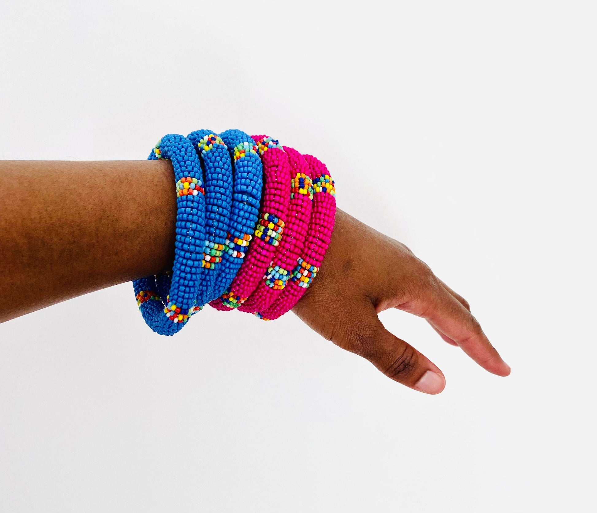 African Maasai Beaded Bracelets Pink|Blue