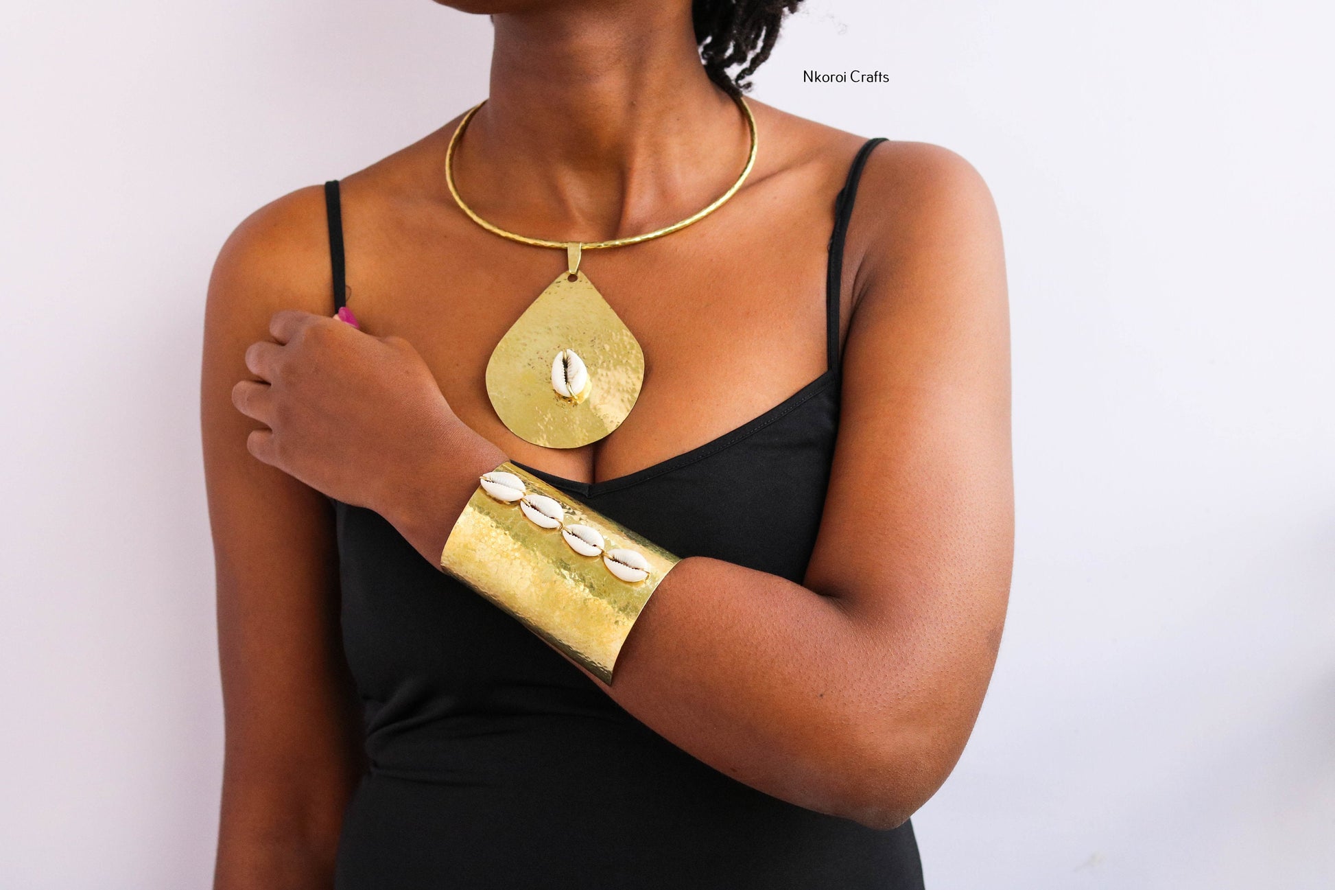 "Ethically Handcrafted African Brass Jewelry Set - Perfect Christmas Gift"