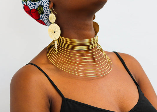 "Ethically Handcrafted African Brass Jewelry Set - Perfect Gift for Her!"