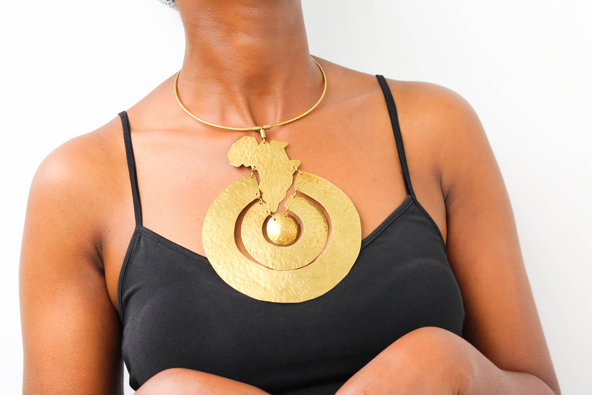 "Exquisite African Brass Pendant Necklace - Perfect Christmas Gift for Her!"