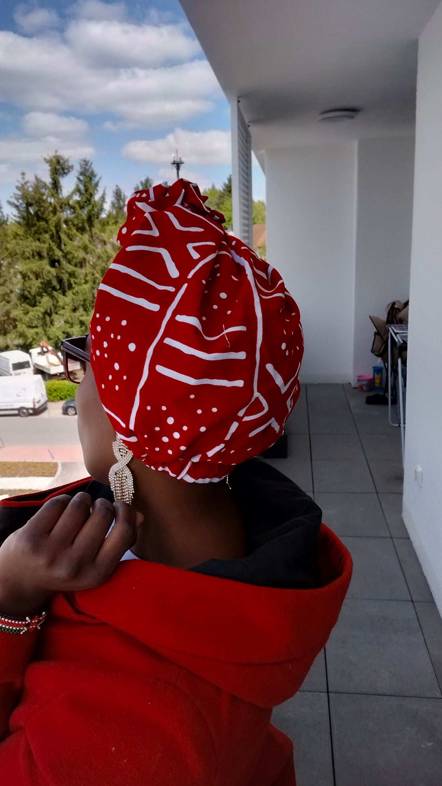 Red Pre-Tied Headwrap | Turban | Satin Lined | Handmade Pretied Headwrap | Stay in Place Scarf | Women Turban Hat | Beautiful Head Wrap