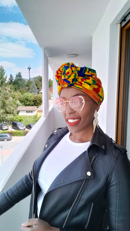 African Print Headwrap, Satin Lined Headwrap, Lightweight, African Print Turban, Hair Protective Style Head Covering, Gift for Her