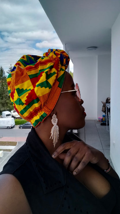 African Print Headwrap, Satin Lined Headwrap, Lightweight, African Print Turban, Hair Protective Style Head Covering, Gift for Her