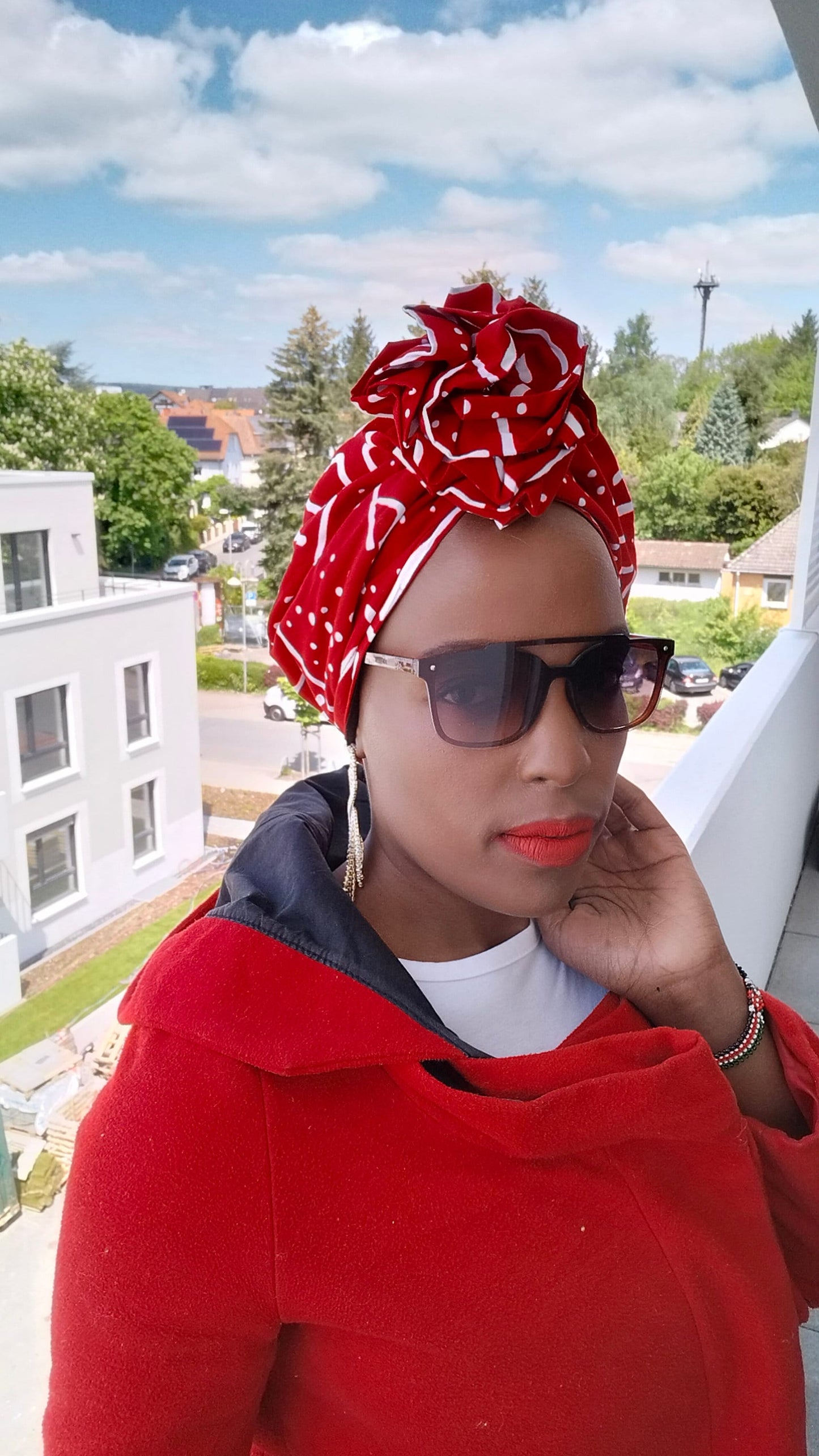 Red Pre-Tied Headwrap | Turban | Satin Lined | Handmade Pretied Headwrap | Stay in Place Scarf | Women Turban Hat | Beautiful Head Wrap