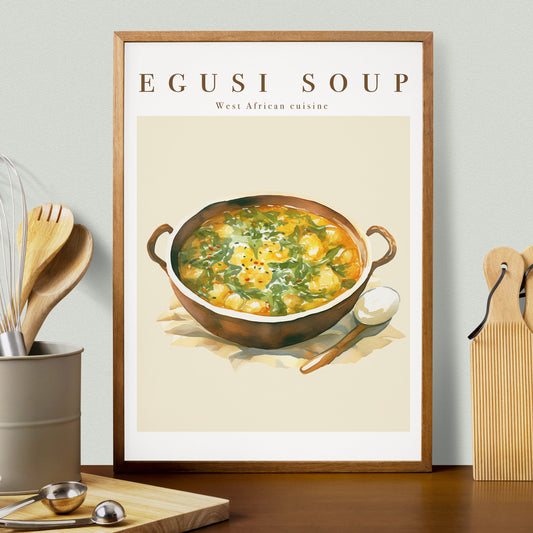 Egusi Soup Poster | Digital Food Art Print | Printable Kitchen Poster | African Food Poster | Exotic Food Art | West African Cuisine