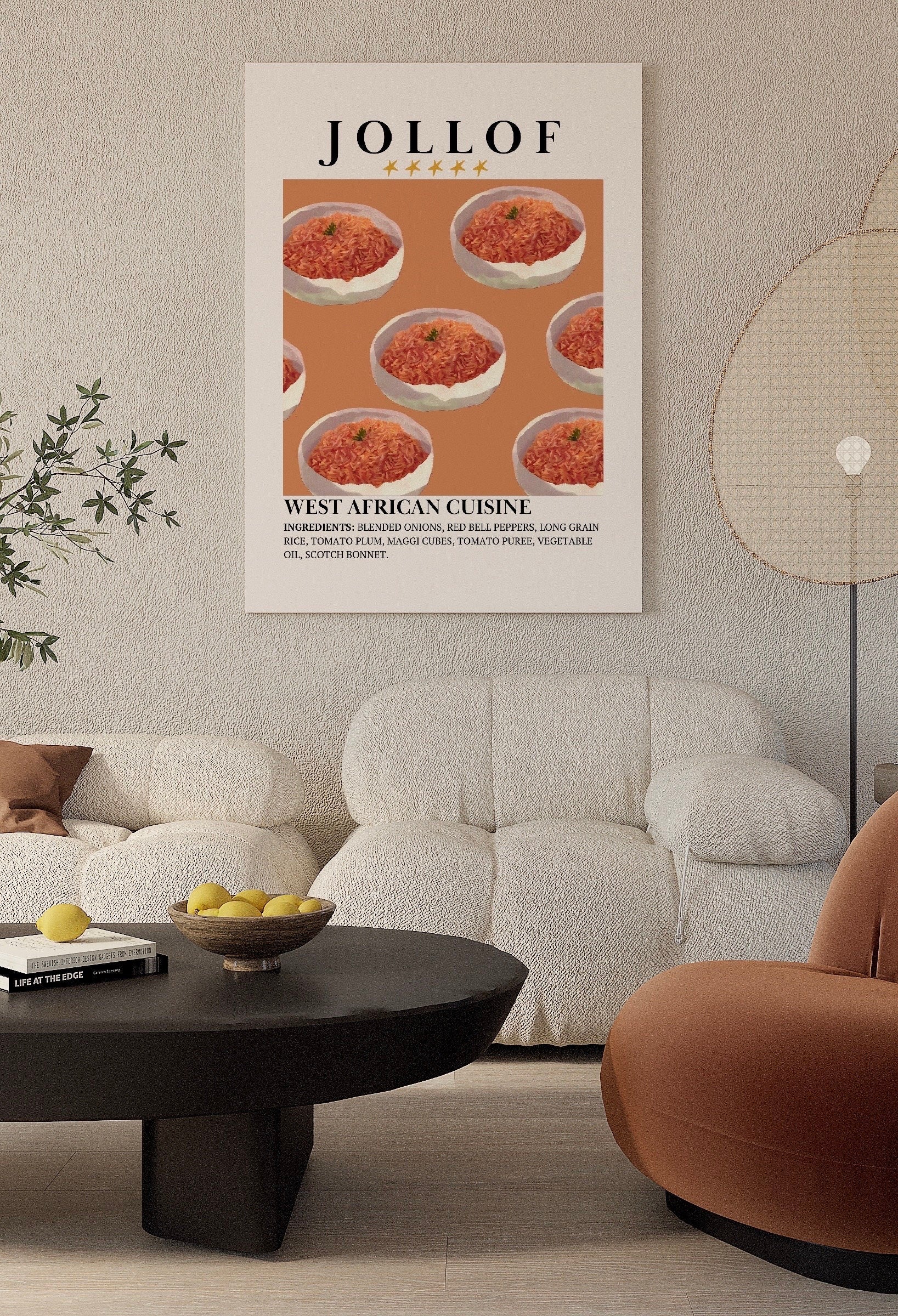 Jollof Rice Poster Wall Art - West African Print - Minimalist Nigerian Food Wall Decor - Digital Diaspora Poster Illustration - Retro Art