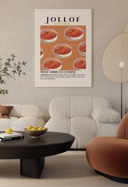 Jollof Rice Poster Wall Art - West African Print - Minimalist Nigerian Food Wall Decor - Digital Diaspora Poster Illustration - Retro Art