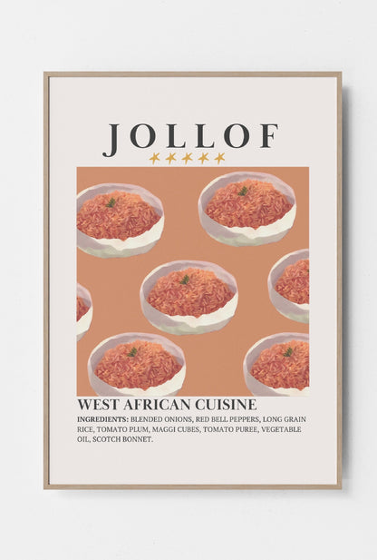 Jollof Rice Poster Wall Art - West African Print - Minimalist Nigerian Food Wall Decor - Digital Diaspora Poster Illustration - Retro Art