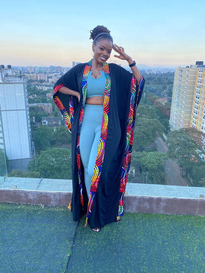 African Print Kimono Duster for Women | Long Ankara Oversized Kimono | Full Length Robe Mudcloth | plus Size Duster for Women