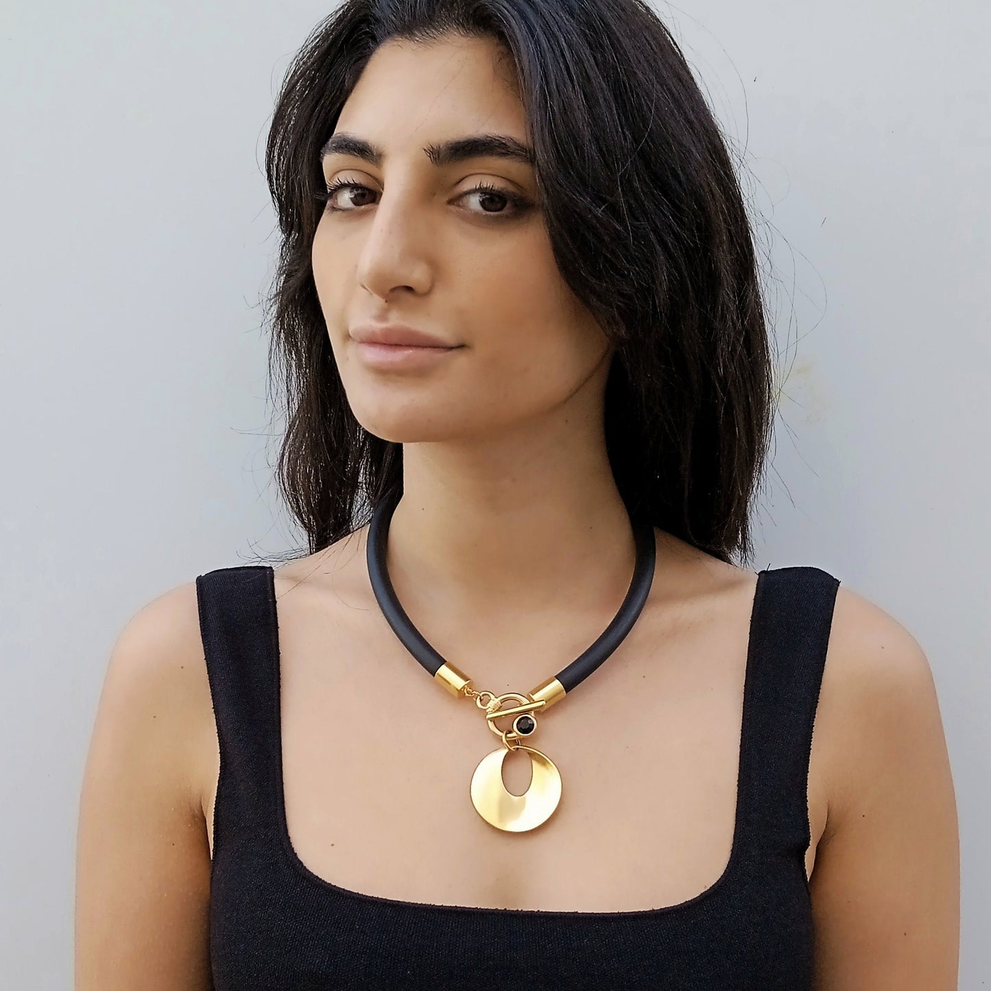 "Abstract Gold Bib Statement Necklace"