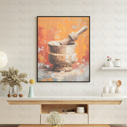 Abstract Pestle and Mortar Digital Printable Art| Kitchen Wall Art| African Kitchen Wall Art| Abstract Wall Art| Farmhouse Art-Decore|