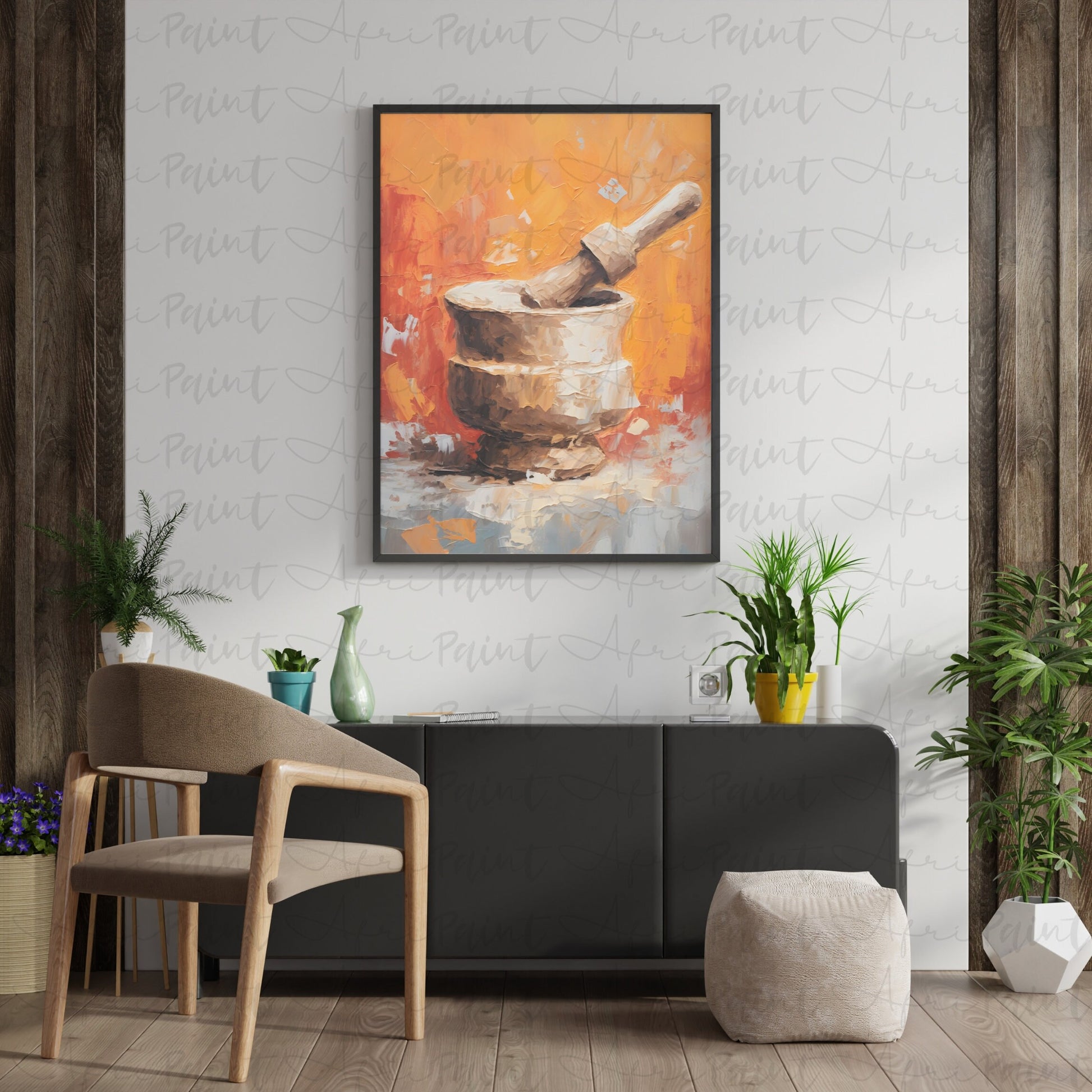 Abstract Pestle and Mortar Digital Printable Art| Kitchen Wall Art| African Kitchen Wall Art| Abstract Wall Art| Farmhouse Art-Decore|