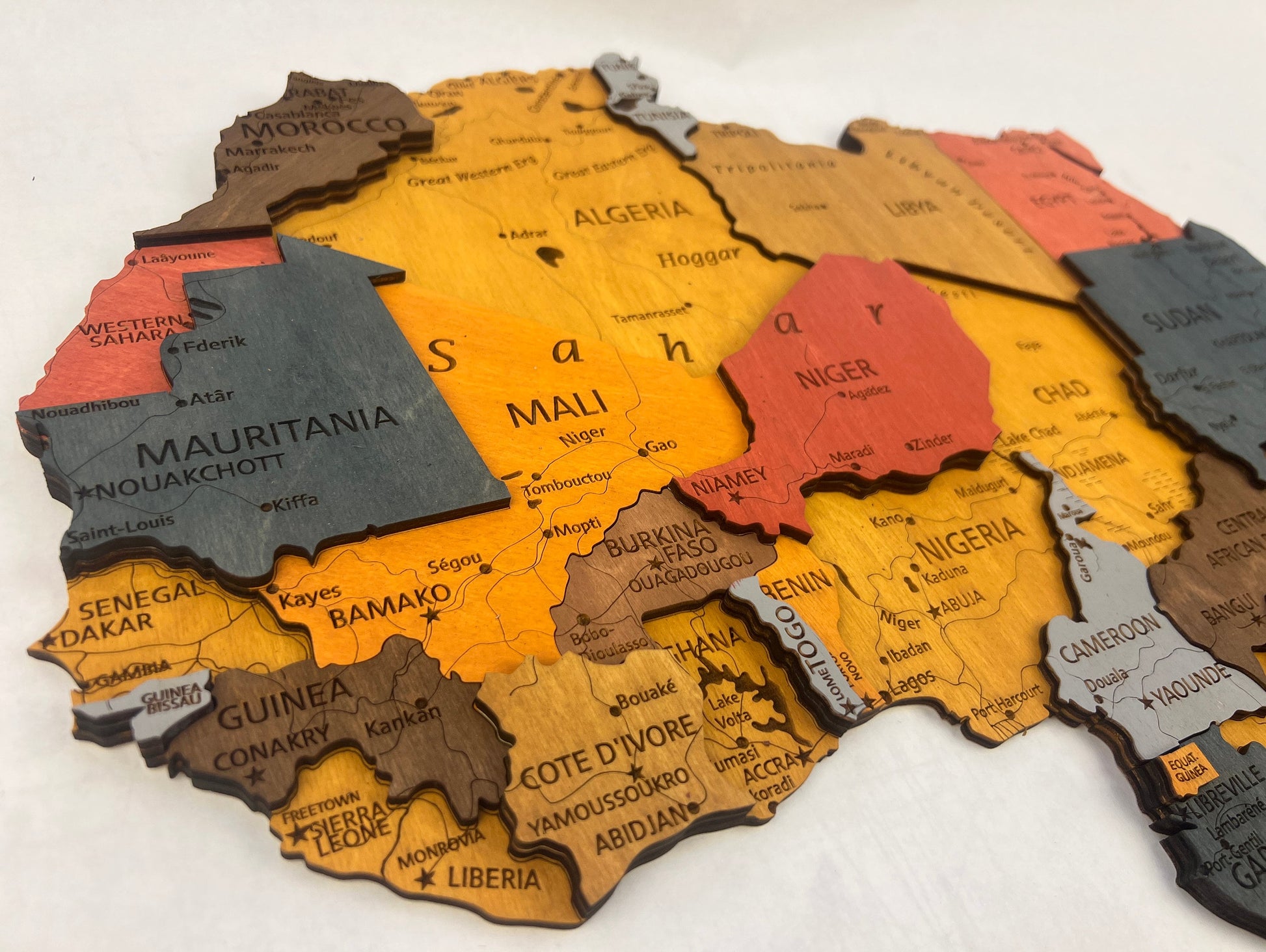 Wooden Africa Map, Home Decor, 3D Wood Africa Map, Detailed Africa Map for Wall, 3D Africa Wall Art, Office Decor, Gift for Girlfriend,