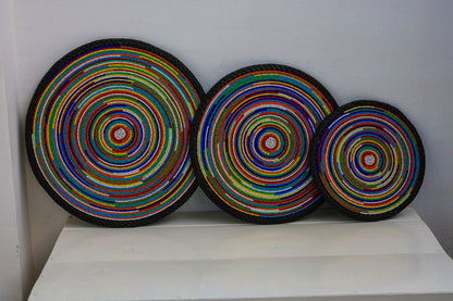 African Beaded Coasters, Leather Table Coasters, Beaded Table Coasters, African Wall Décor, Christmas Gift for Her, Moms Gift, Set of 3