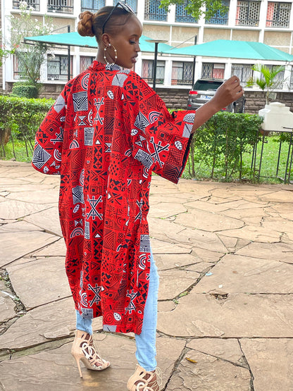 African Print Kimono Duster for Women | Long Ankara Oversized Kimono | Full Length Robe Mudcloth | plus Size Duster for Women