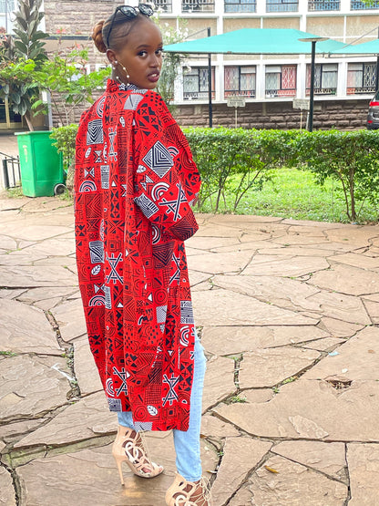 African Print Kimono Duster for Women | Long Ankara Oversized Kimono | Full Length Robe Mudcloth | plus Size Duster for Women