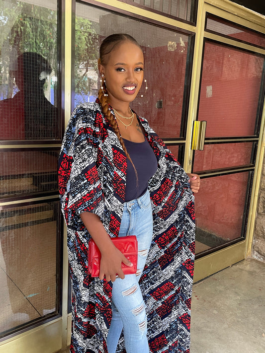 African Print Kimono Duster for Women | Long Ankara Oversized Kimono | Full Length Robe Mudcloth | plus Size Duster for Women