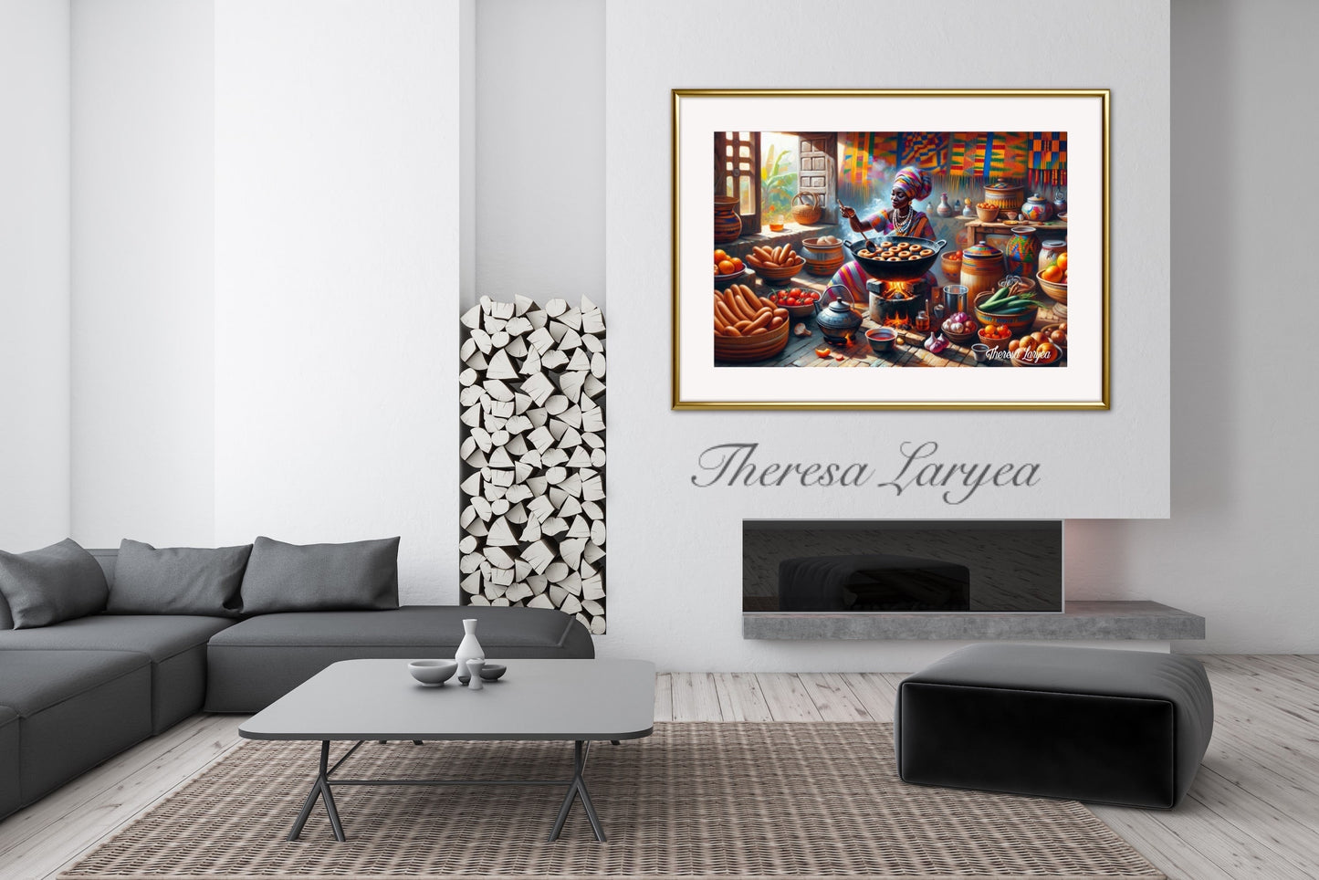 African Women in Kitchen Printable Wall Art, Afrocentric Black Women Tribal Art, African Food Prints, Contemporary African Artwork, Digital