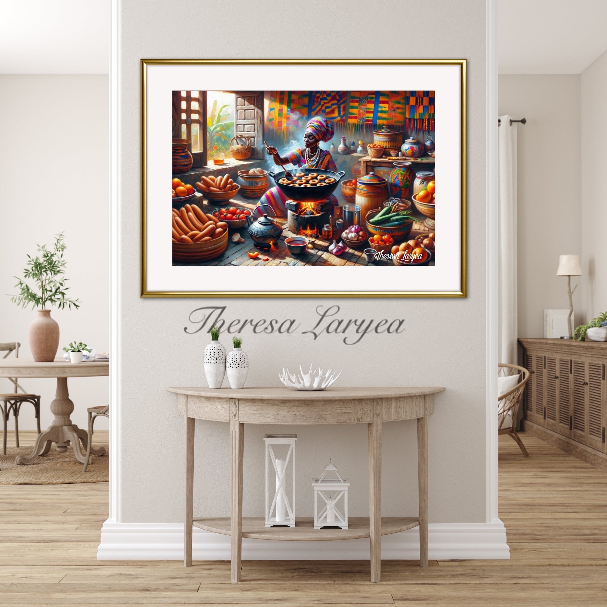 African Women in Kitchen Printable Wall Art, Afrocentric Black Women Tribal Art, African Food Prints, Contemporary African Artwork, Digital