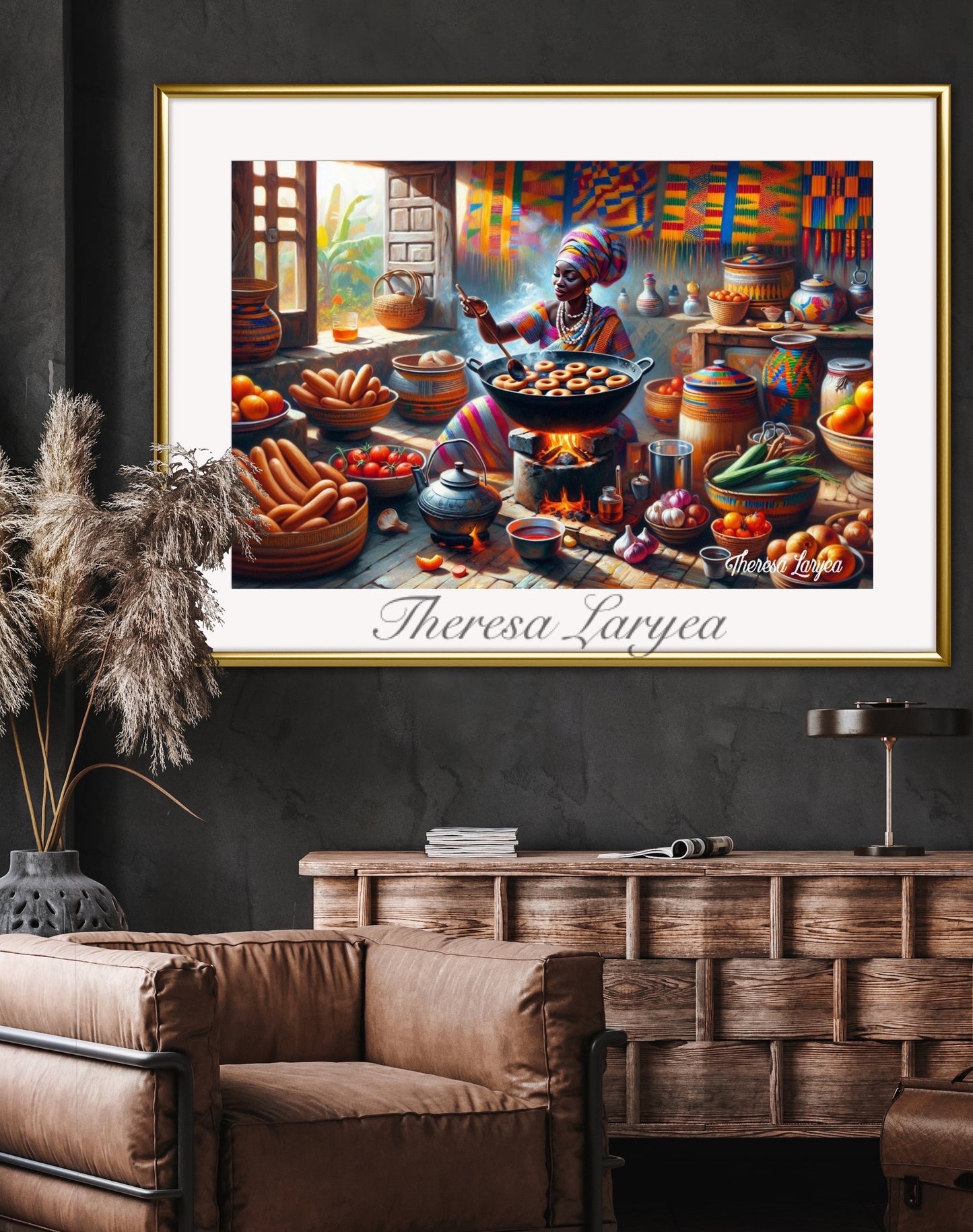 African Women in Kitchen Printable Wall Art, Afrocentric Black Women Tribal Art, African Food Prints, Contemporary African Artwork, Digital